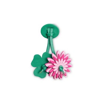 Santoni Green And Pink Leather  Flora Luck Tassels Clorofilla Green