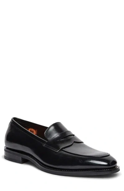 Santoni Gregor Patent Leather Penny Loafer In Brown