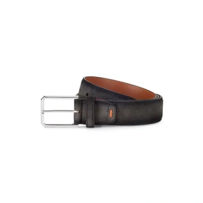 Santoni Grey Suede Adjustable Belt Lava Grey In Gray
