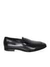 Santoni Crafted From Premium Glossy Leather Loafer In Black