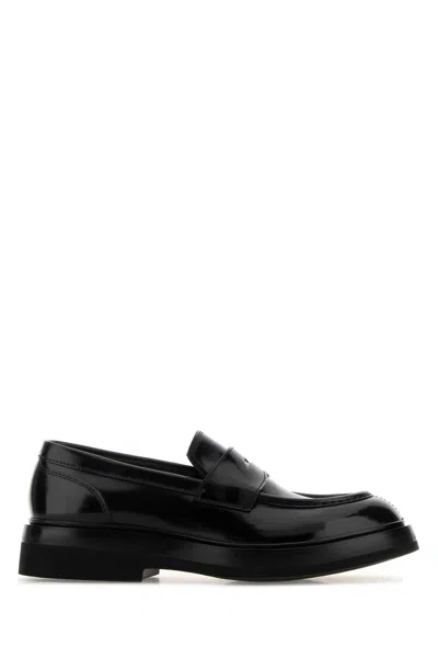 Santoni Black Leather Gunter Loafers
