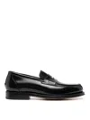 Santoni Black Leather Loafers In Black