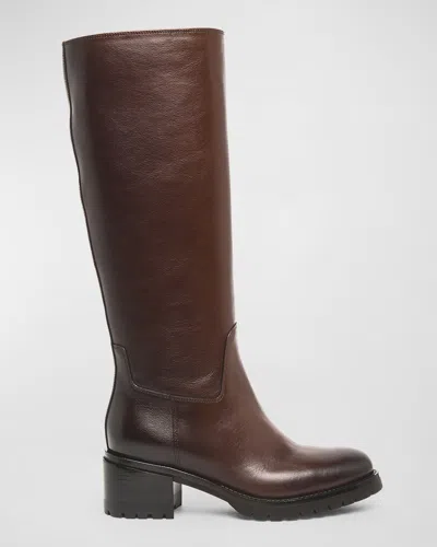 Santoni Hagar Leather Riding Boots In Brown