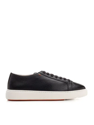 Santoni Hammered Trainers In Black