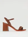 Santoni Calyso Leather Buckle Block-heel Sandals In Brown