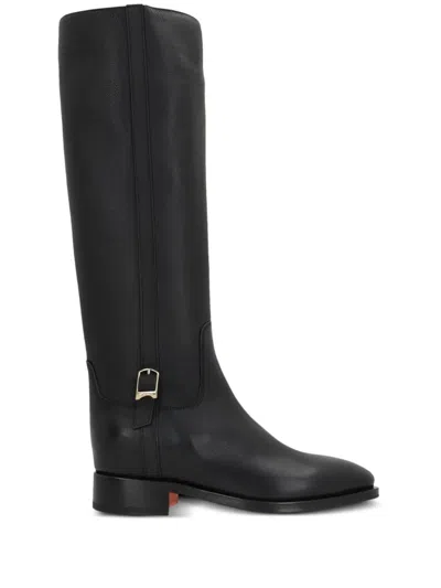 Santoni "hermi Bobuc" Leather Boot In Black