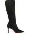 Santoni High-heel Suede Boots In Black