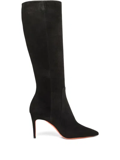 SANTONI HIGH-HEEL SUEDE BOOTS