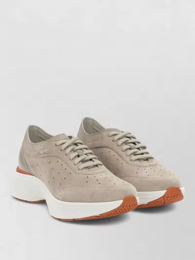 Santoni High Sneakers Lace Up Contrasting Sole In Brown