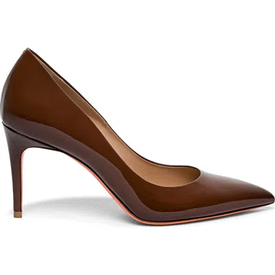 Santoni High-heel Patent Leather Pumps In Brown