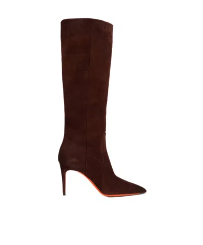 Santoni High-heeled Tall Boots In Brown