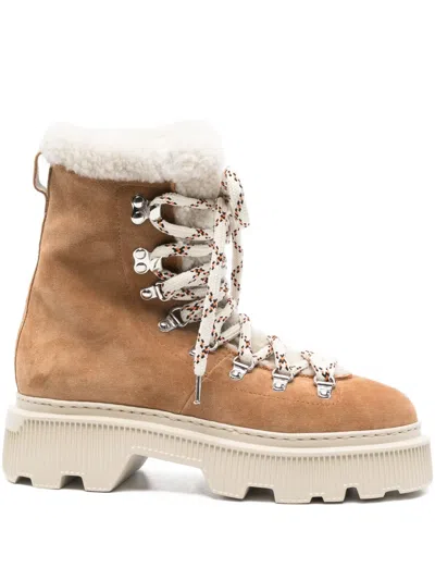 Santoni Houring Suede Boots In Brown