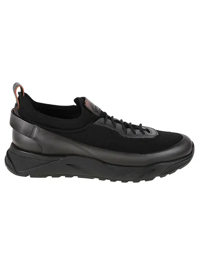 Santoni Inno Calza Polyester-blend Low-top Sneakers In Black