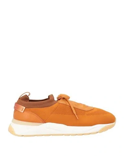Santoni Innova By  Man Sneakers Rust Size 9 Textile Fibers, Rubber In Red