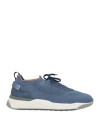 Santoni Innova By  Man Sneakers Slate Blue Size 8 Leather, Textile Fibers