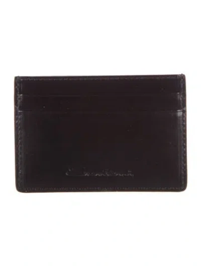 Pre-owned Santoni Interlocking G Logo Card Holder Leather Card Holder In Black