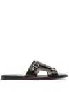 Santoni Interwoven-strap Flat Leather Sandals In Brown