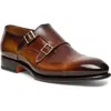 Santoni Ira Double Monk Strap Shoe In Dark Brown