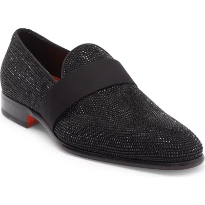 Santoni Isomer Crystal Loafer In Black