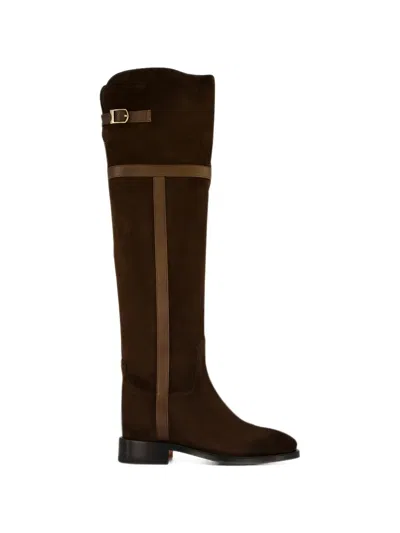 Santoni Janelle Suede Over-the-knee Boots In Multi
