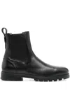 Santoni Elastic-panel Leather Boots In Black