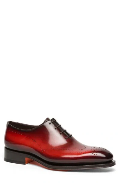 Santoni Lace-up Leather Brogues In Red