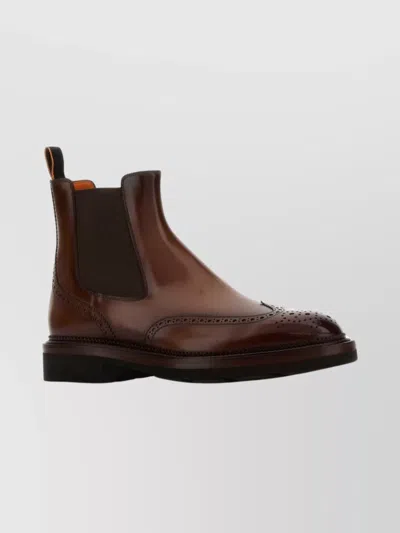 Santoni Kalama Ankle Boots Featuring Brogue Detailing In Brown