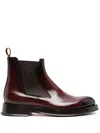 Santoni Man Ankle Boots Chocolate Brown Size 11 Leather In Red