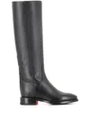Santoni Knee-length Leather Boots In Black