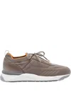 Santoni Knitted Lace-up Sneakers In Brown