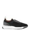 Santoni Knitted Panelled Sneakers In Black
