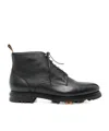 Santoni Leather Colin Lace-up Boots In Black