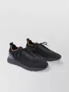 Santoni Lace-up Leather And Fabric Sneakers