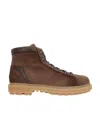 Santoni Lace-up Leather Ankle Boots In Brown