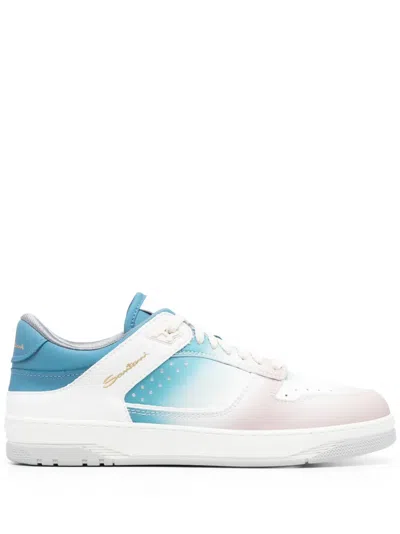 Santoni Lace-up Leather Sneakers In Pink