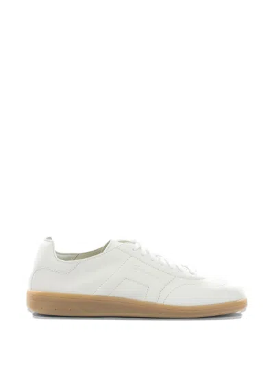 Santoni Minimalist Low-top Sneakers With Smooth And Suede Panels In White