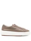 Santoni Lace-up Leather Trainers In Multi