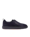 Santoni Suede Slip-on Sneaker In Black