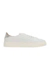 Santoni Tumbled Leather Double Buckle Trainer In White