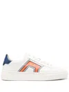 Santoni Lace-up Low-top Leather Sneakers In Weiss