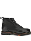 Santoni Lace-up Lugged-sole Boots In Black