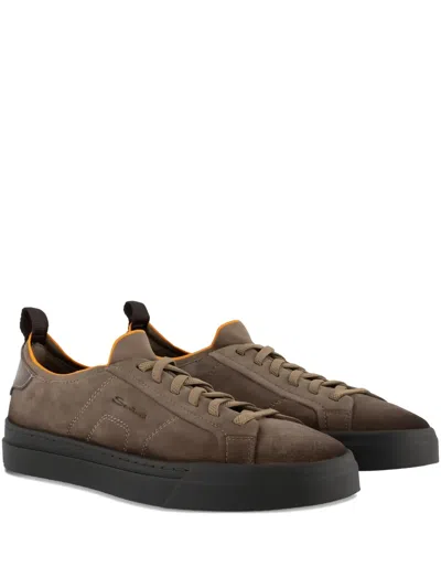 Santoni Lace-up Sneakers In Brown