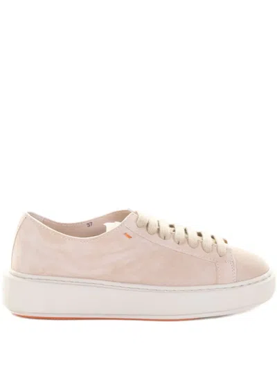 Santoni Logo Embossed Lace-up Sneakers In Pink