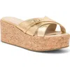 Santoni Laminated Leather Wedge In Gold