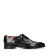 Santoni Leather Adrian Blake Monk Shoes In Black