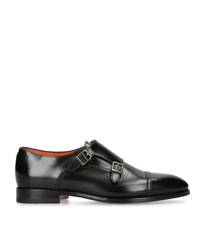 SANTONI LEATHER ADRIAN BLAKE MONK SHOES