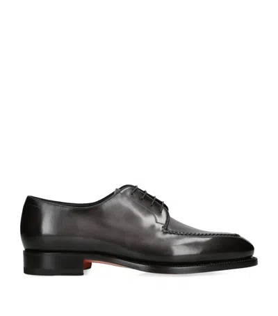 Santoni Leather Adrian Derby Shoes In Gray