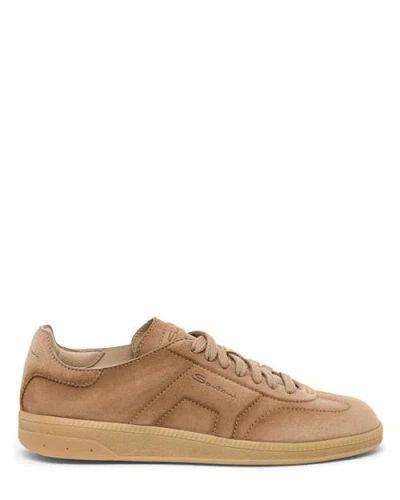 Santoni Leather And Suede Dbs Oly Sneaker In Brown