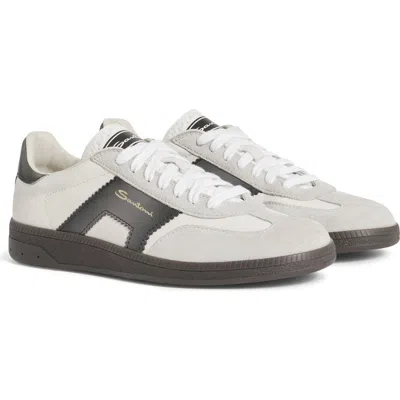Santoni Leather And Suede Dbs Oly Sneaker In Gray