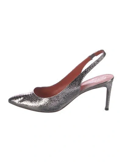 Pre-owned Santoni Leather Animal Print Slingback Pumps In Multi